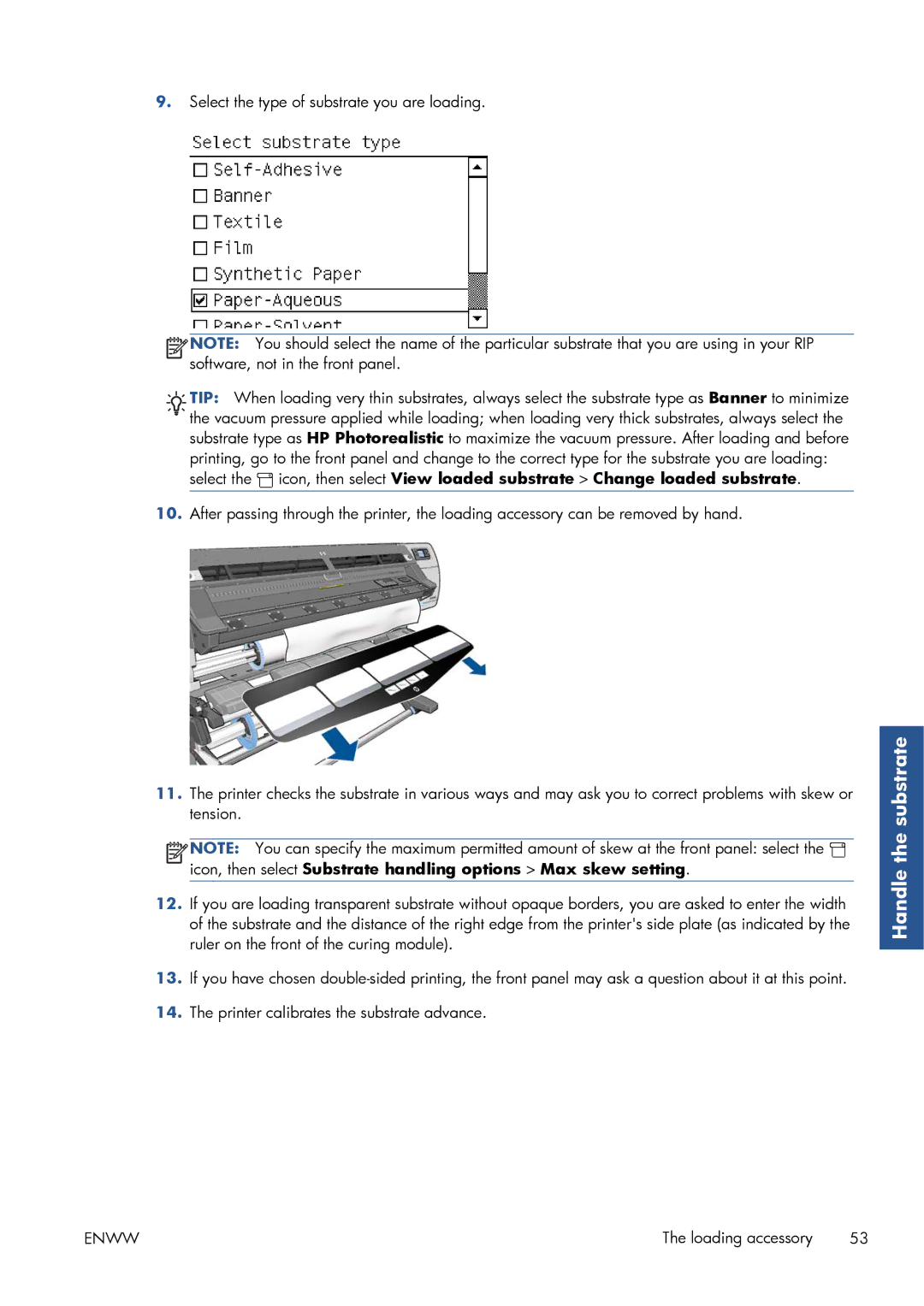 HP Latex 260 61-in Japan ( L26500 61-in Japan ), Latex 260 61-in ( L26500 61-in ) manual Handle the substrate 