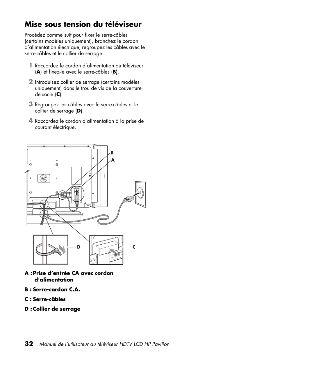 HP LC3200N 32 inch manual Mise sous tension du téléviseur 