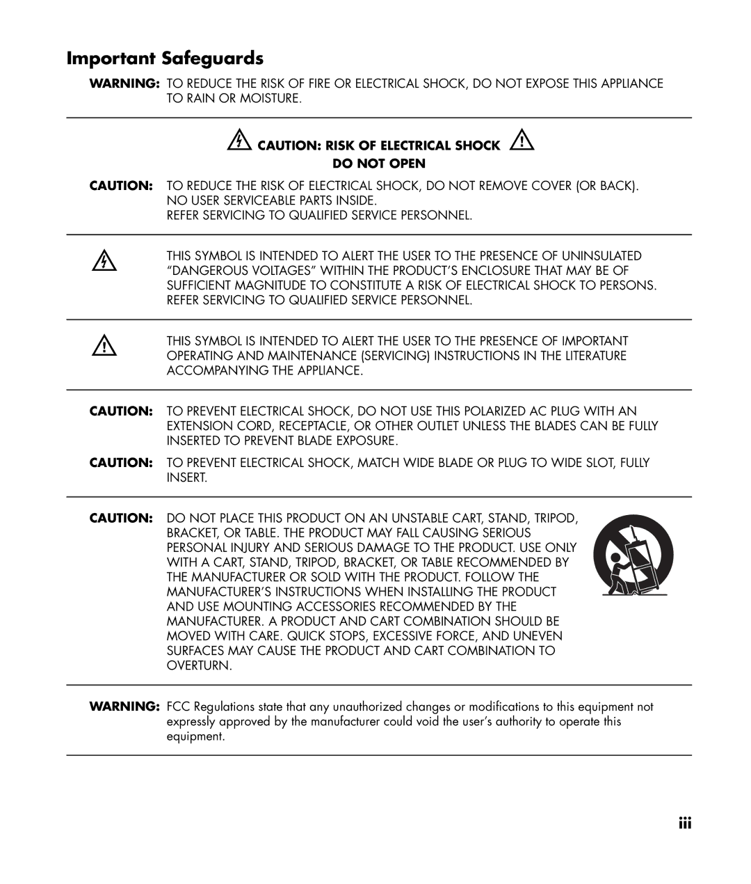 HP LC3200N 32 inch manual Important Safeguards, Do not Open 