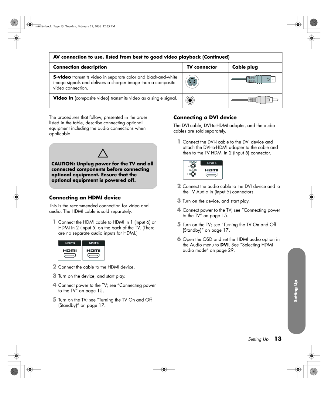 HP LC3260N 32 inch manual Connecting a DVI device, Connecting an Hdmi device 