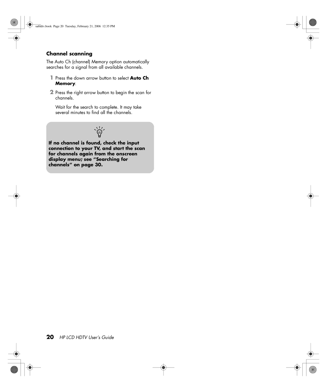 HP LC3260N 32 inch manual Channel scanning 