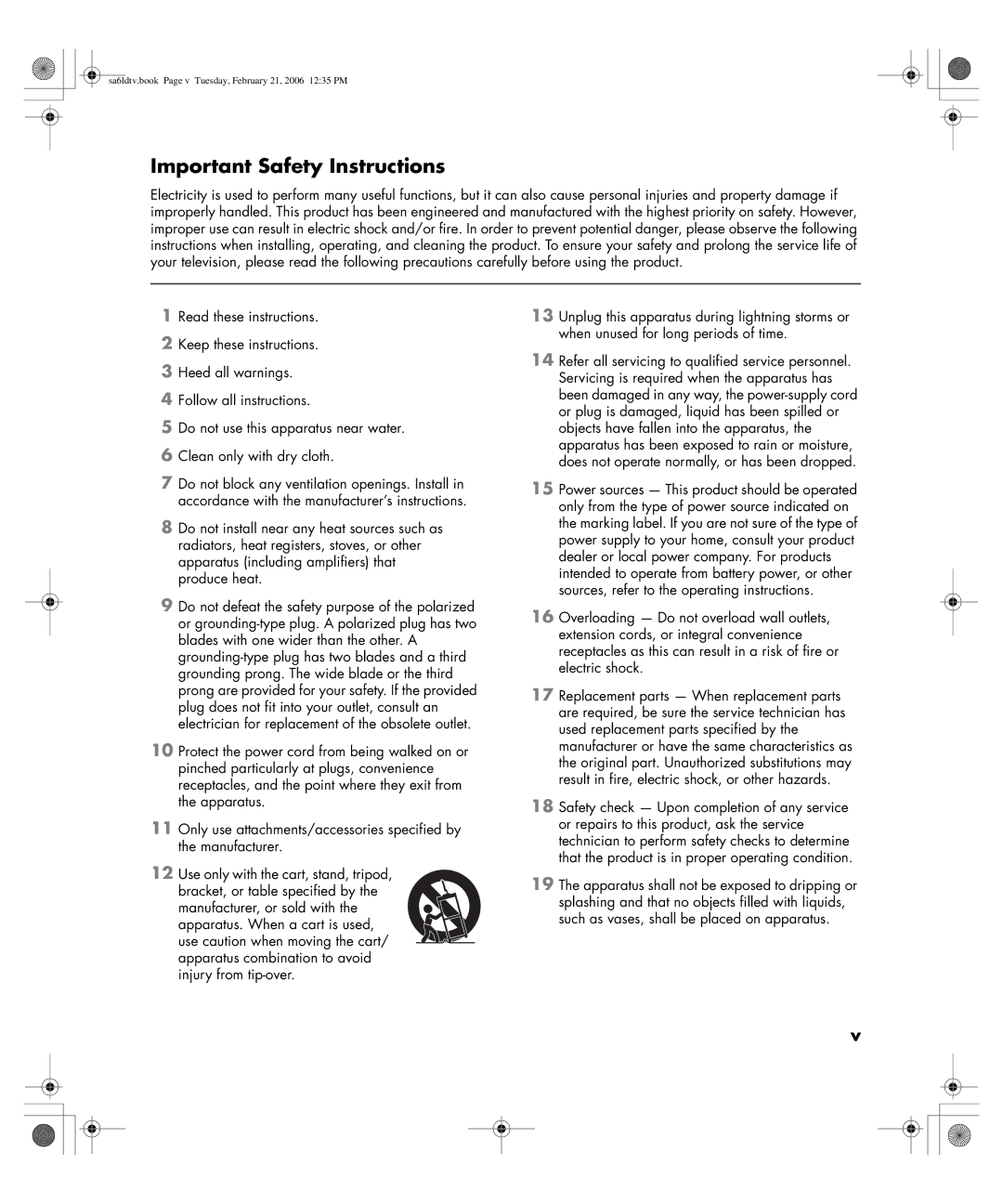 HP LC3260N 32 inch manual Important Safety Instructions 