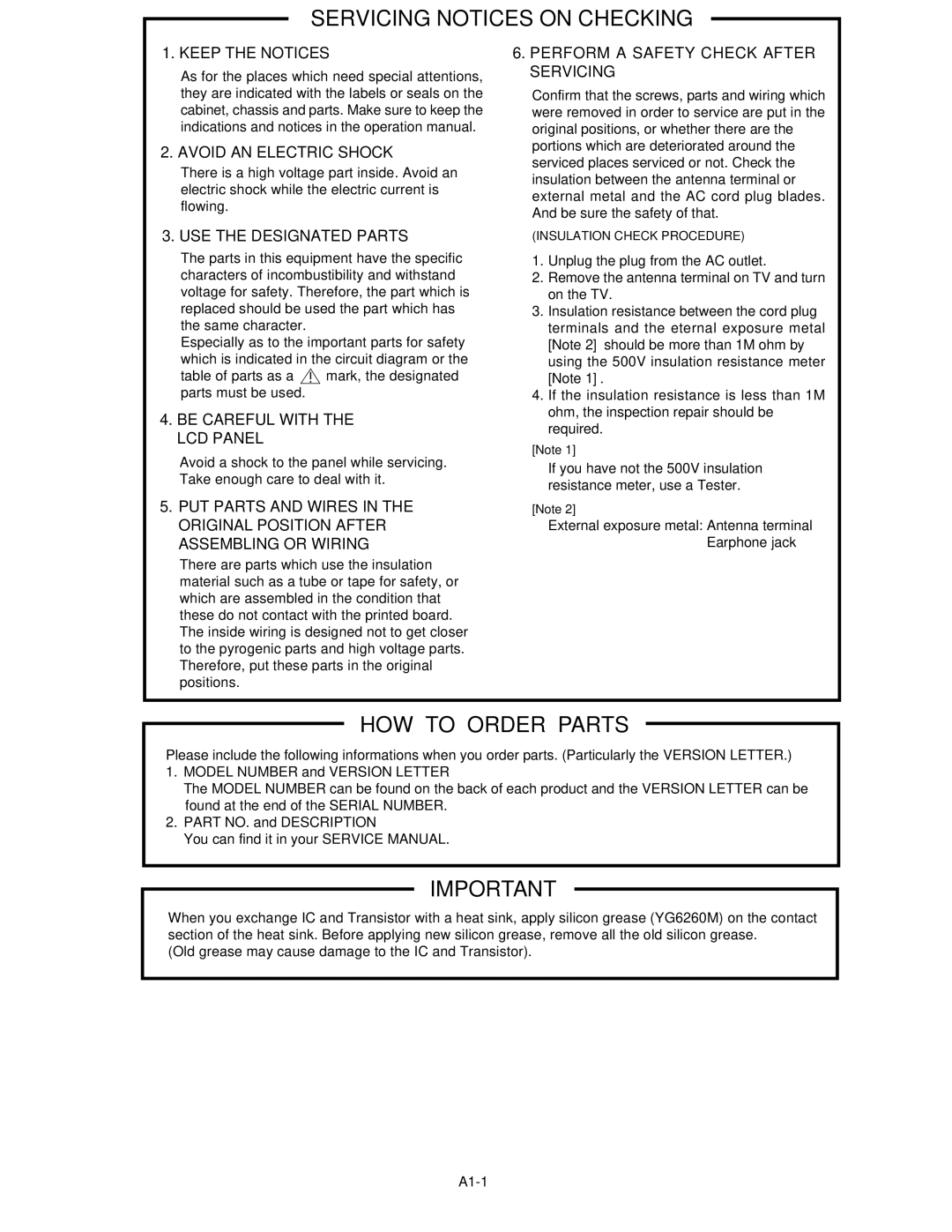 HP LC3260N manual Servicing Notices on Checking, HOW to Order Parts 