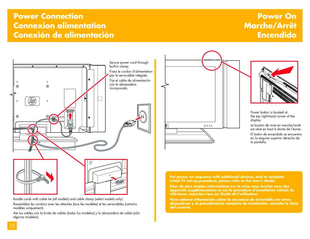 HP LC3700N manual Power On Marche/Arrêt Encendido 