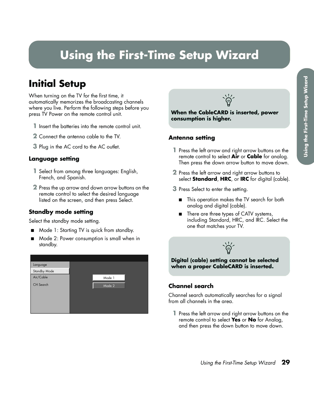 HP LC3700N manual Using the First-Time Setup Wizard, Initial Setup 