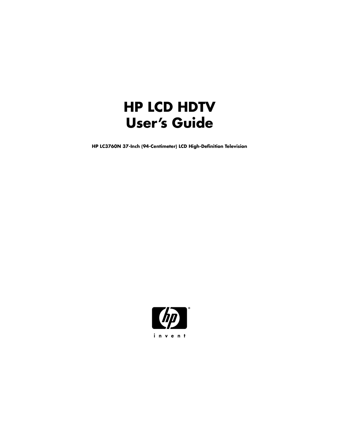 HP LC3760N manual HP LCD Hdtv 