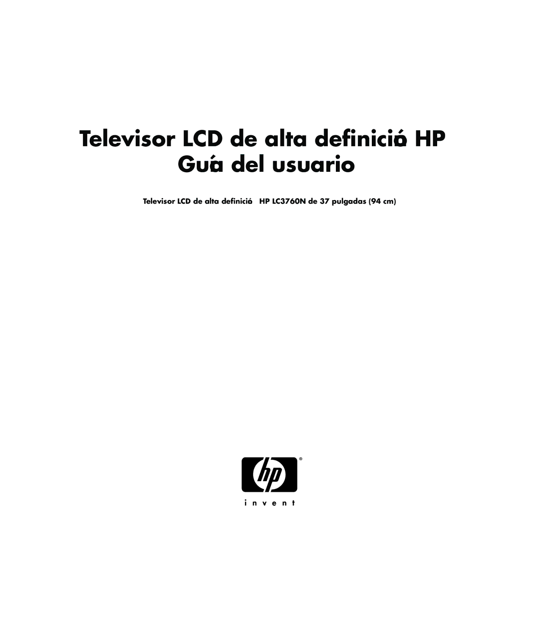 HP LC3760N manual Televisor LCD de alta definición HP Guía del usuario 