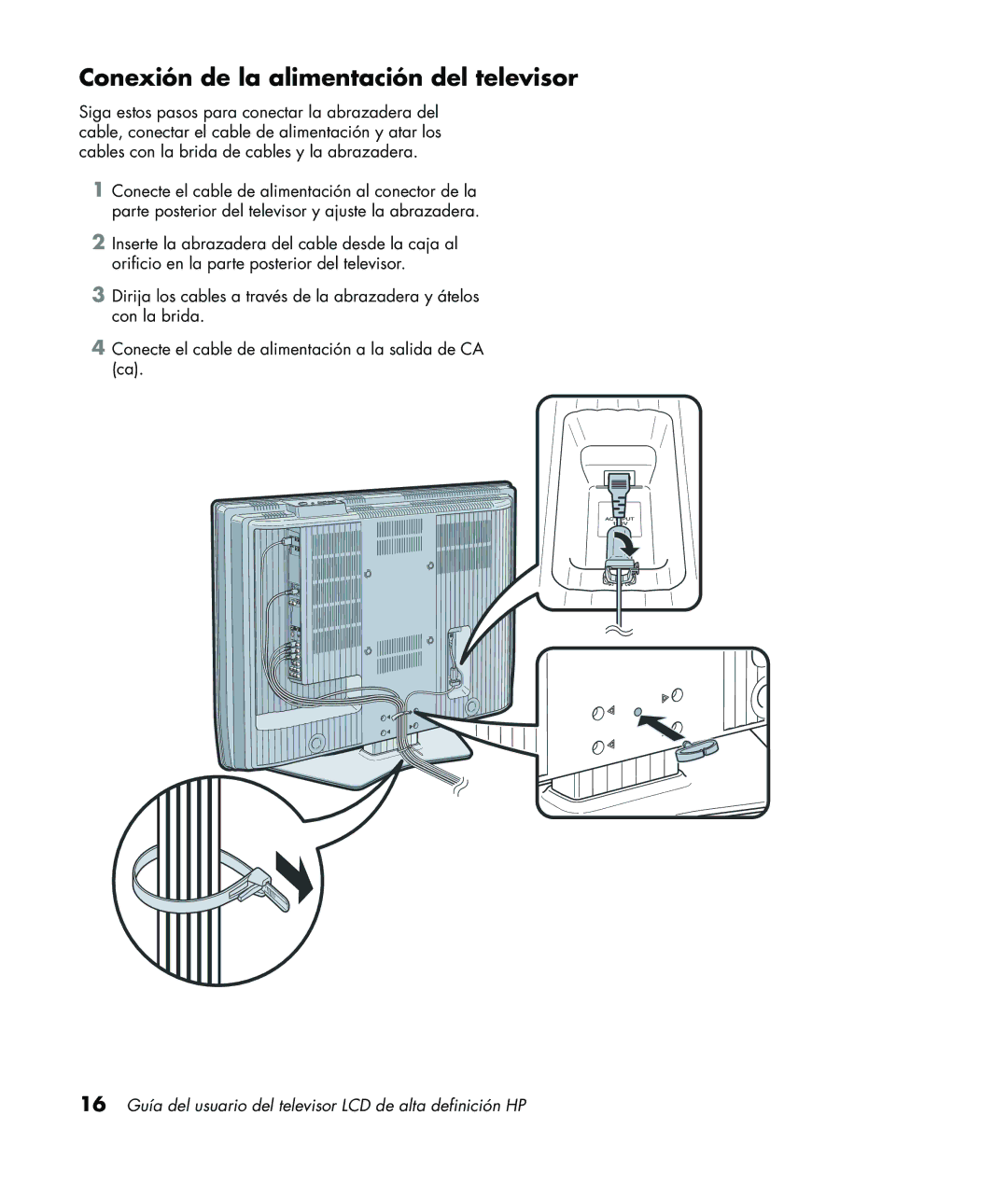 HP LC3760N manual Conexión de la alimentación del televisor 