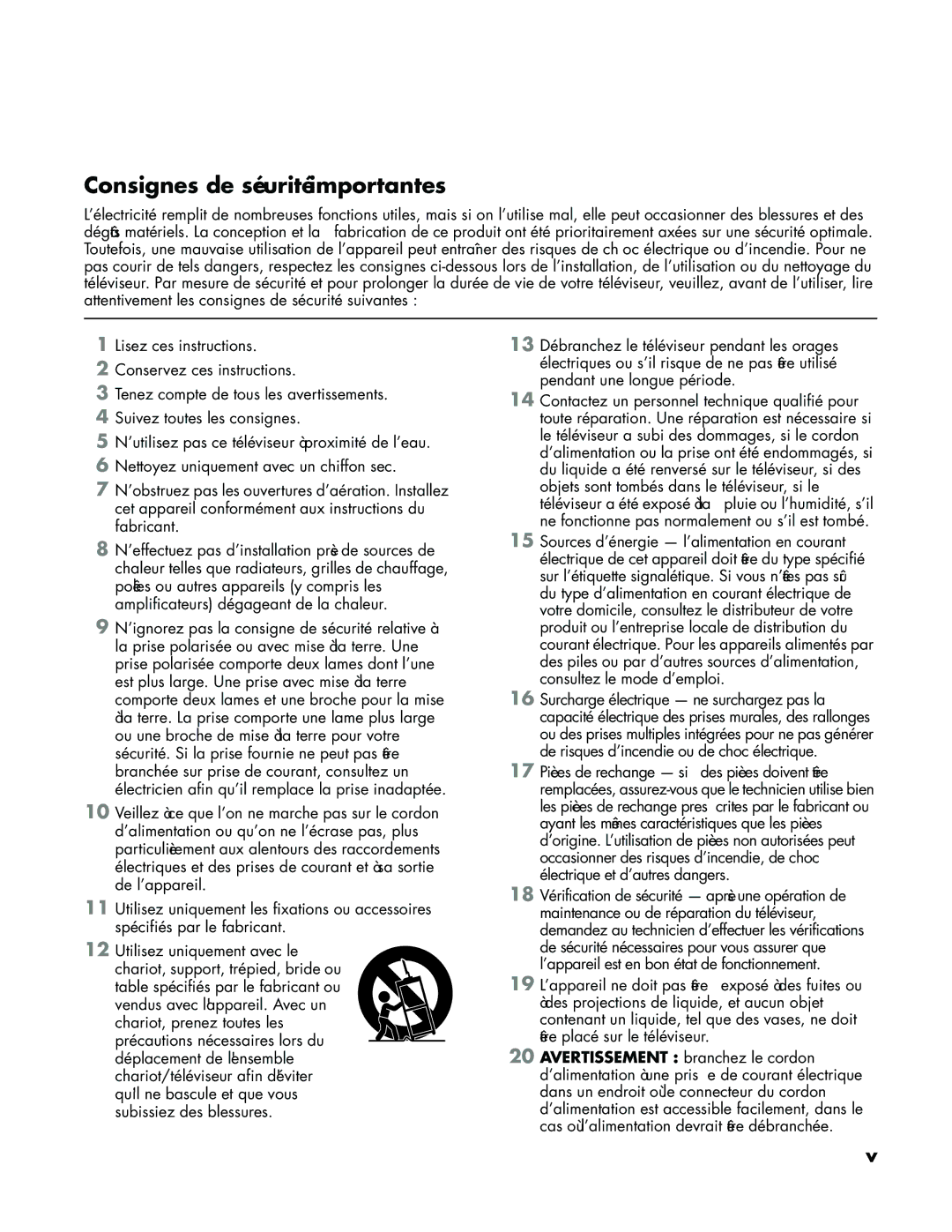 HP LC3760N manual Consignes de sécurité importantes 