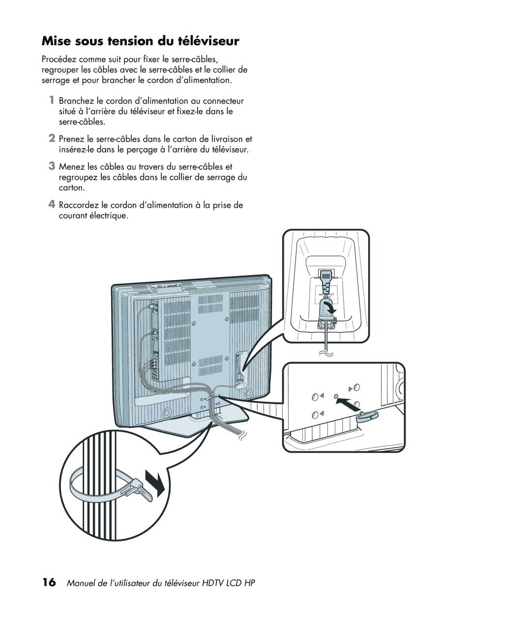 HP LC3760N manual Mise sous tension du téléviseur 