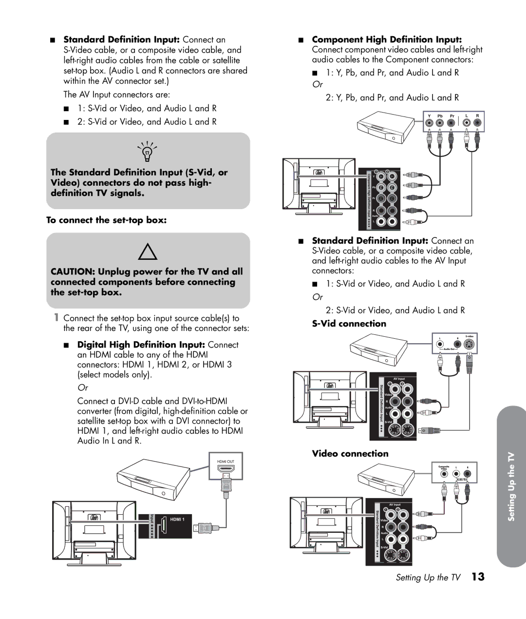 HP LC4776N 47 inch, LC3772N 37 inch, LC3272N 32 inch, LC4276N 42 inch manual Vid connection Video connectionTV 