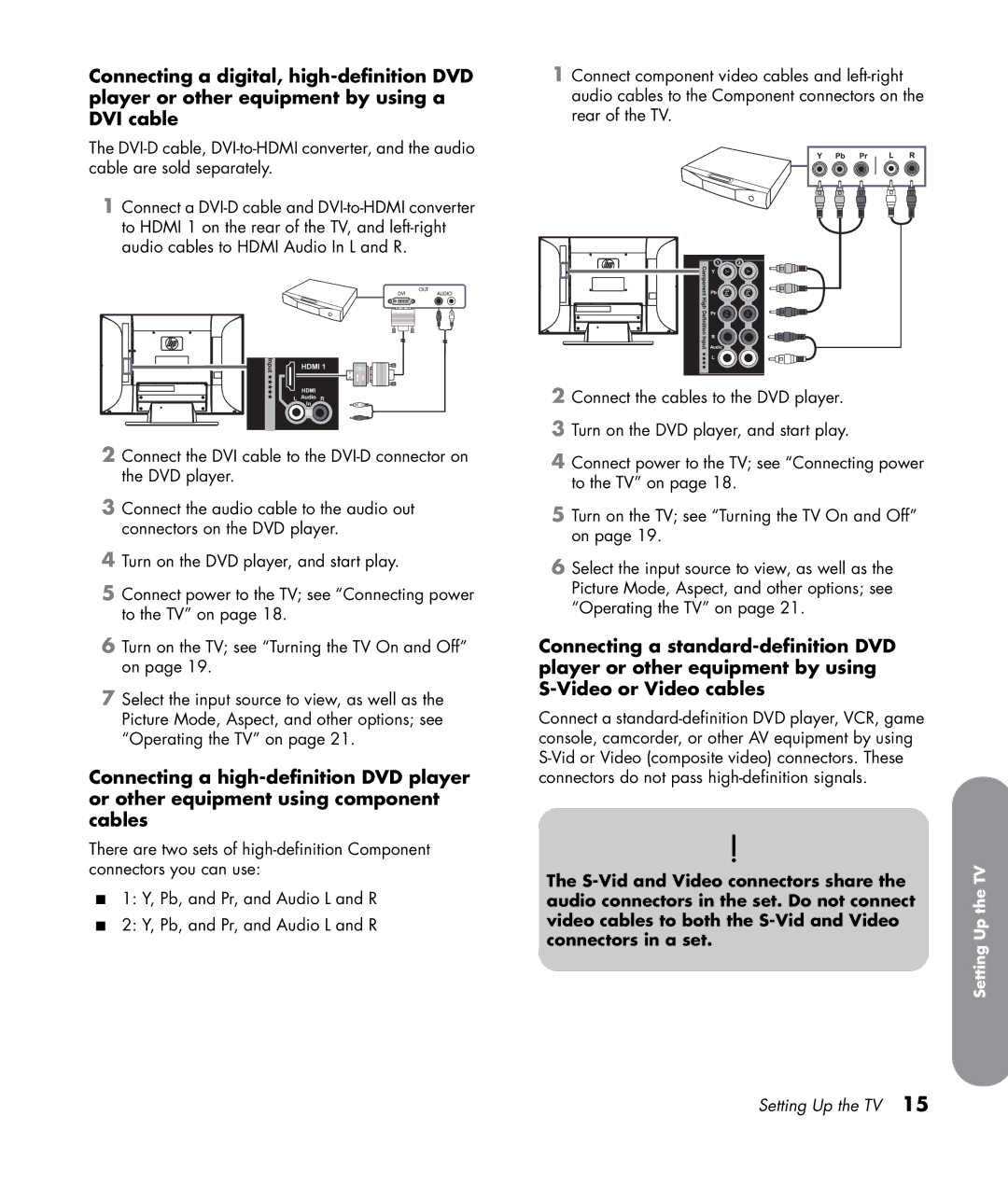 HP LC3272N 32 inch, LC3772N 37 inch, LC4276N 42 inch, LC4776N 47 inch manual Setting Up the TV 