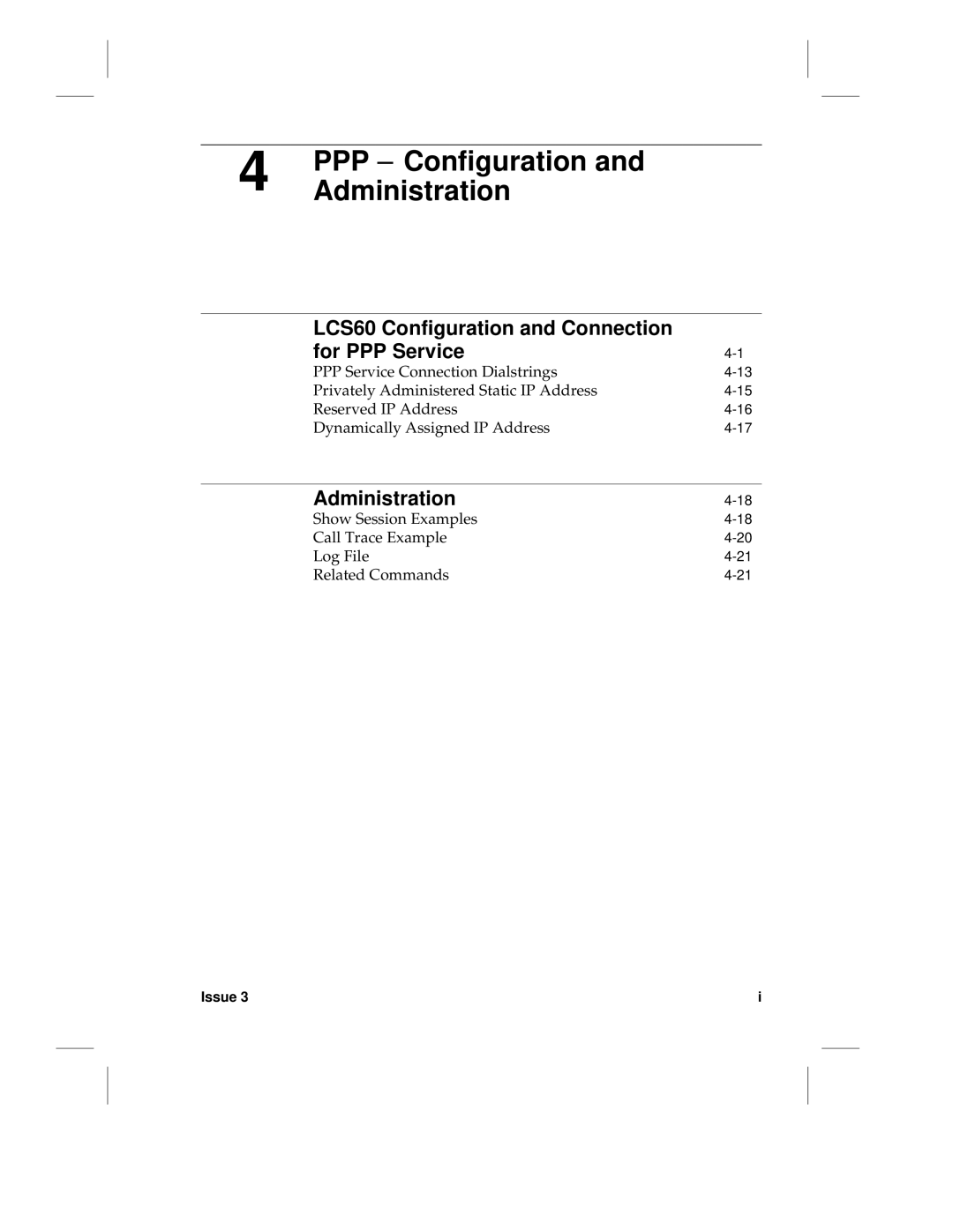 HP manual Administration, LCS60 Configuration and Connection For PPP Service 