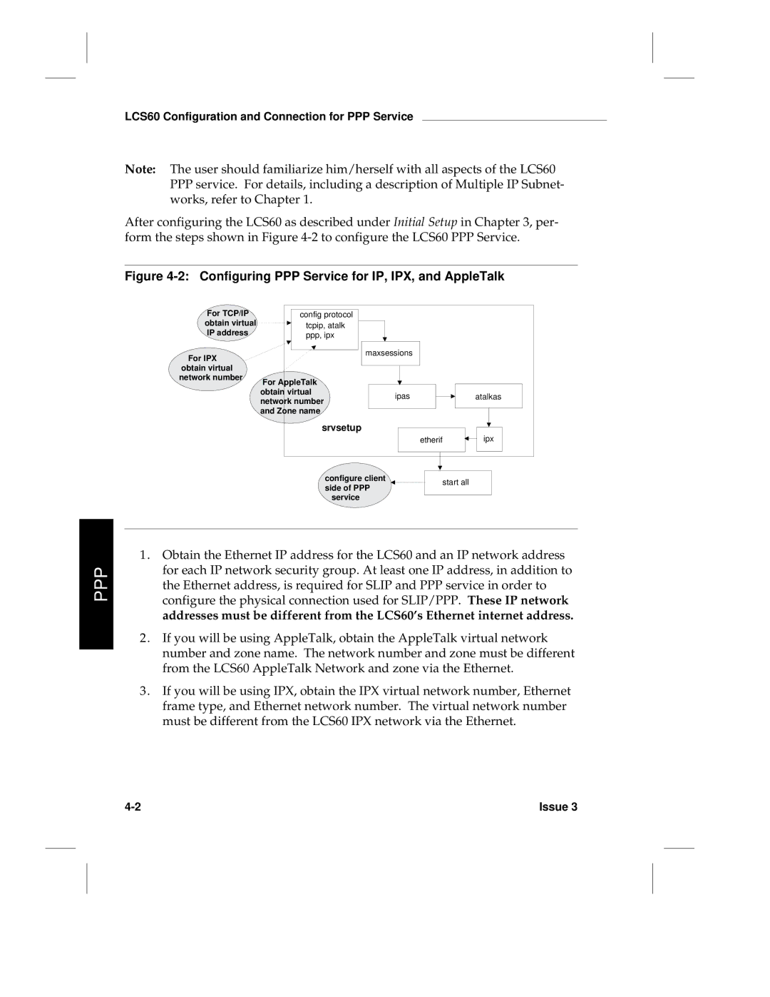 HP LCS60 manual Configuring PPP Service for IP, IPX, and AppleTalk 