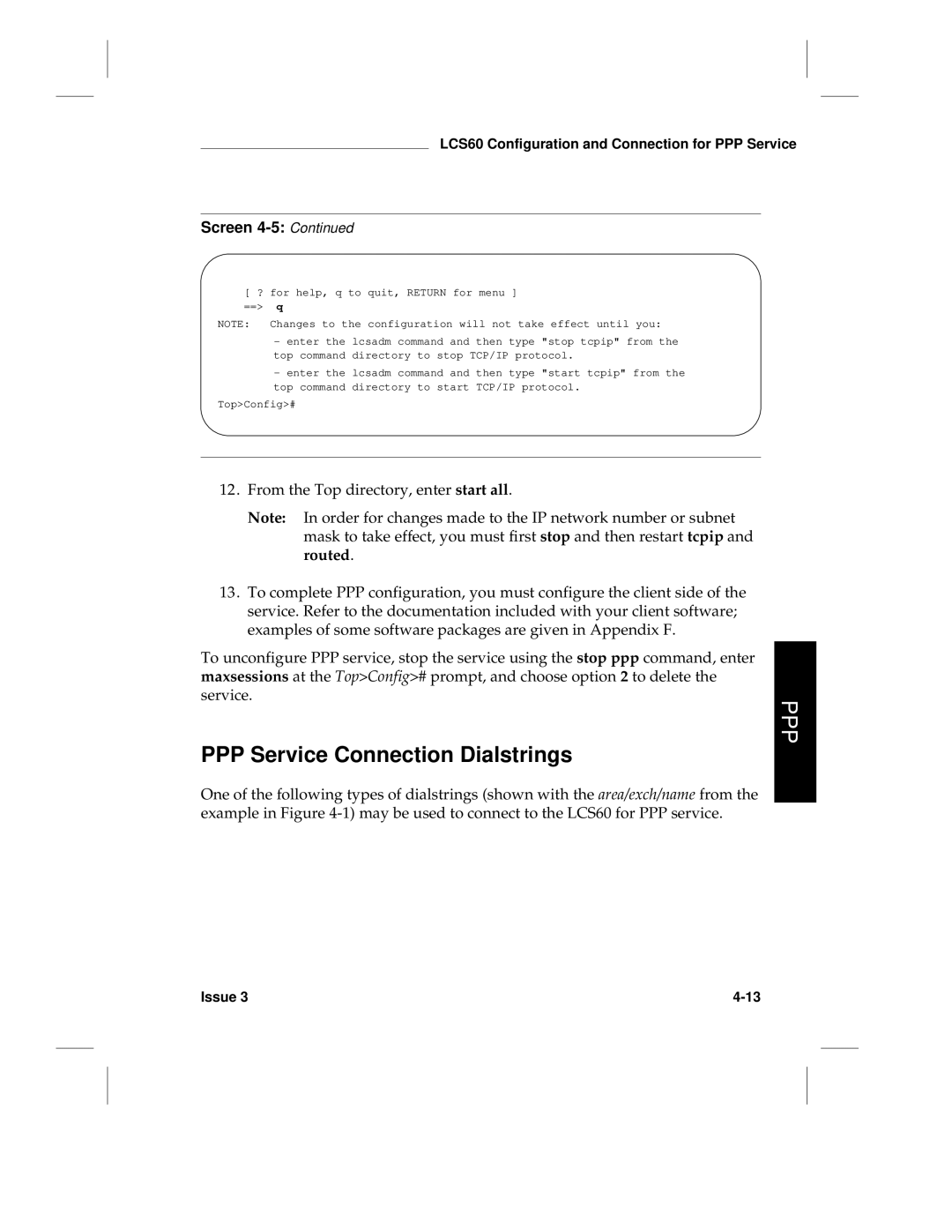 HP LCS60 manual PPP Service Connection Dialstrings 