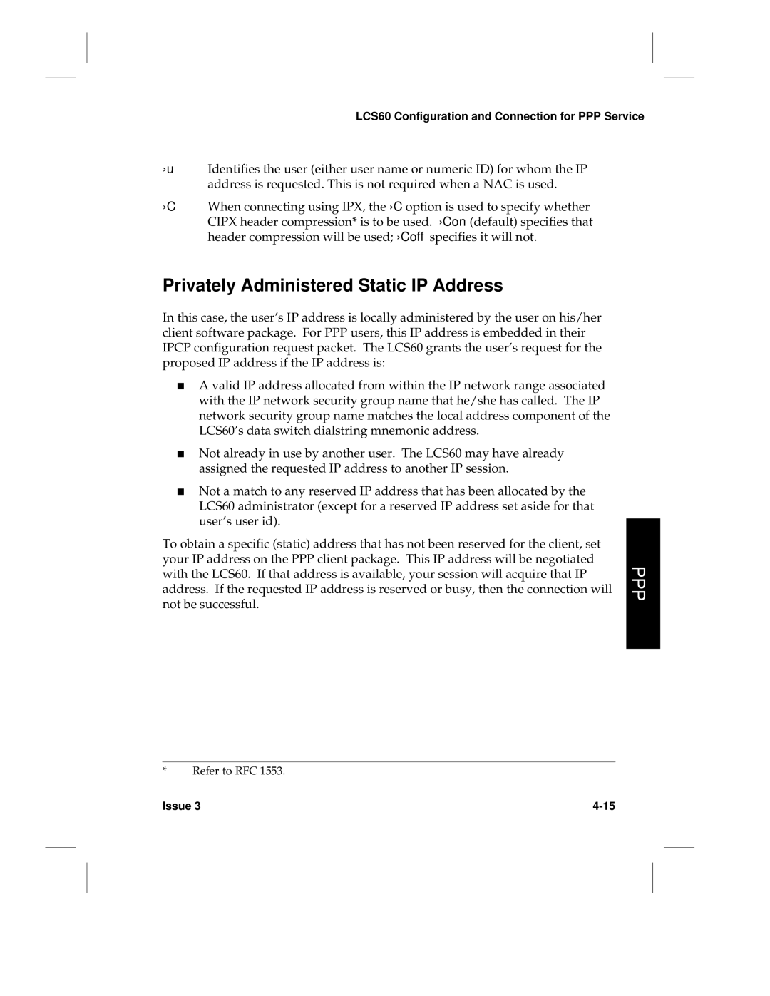 HP LCS60 manual Privately Administered Static IP Address 