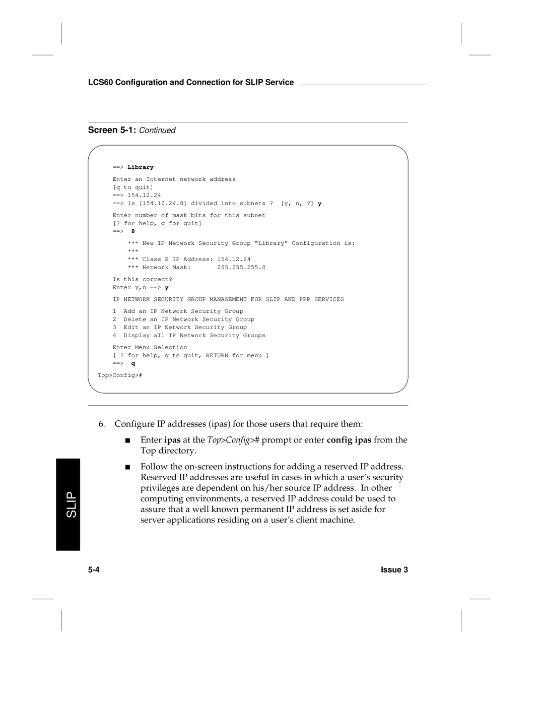 HP LCS60 manual Screen, == Library 