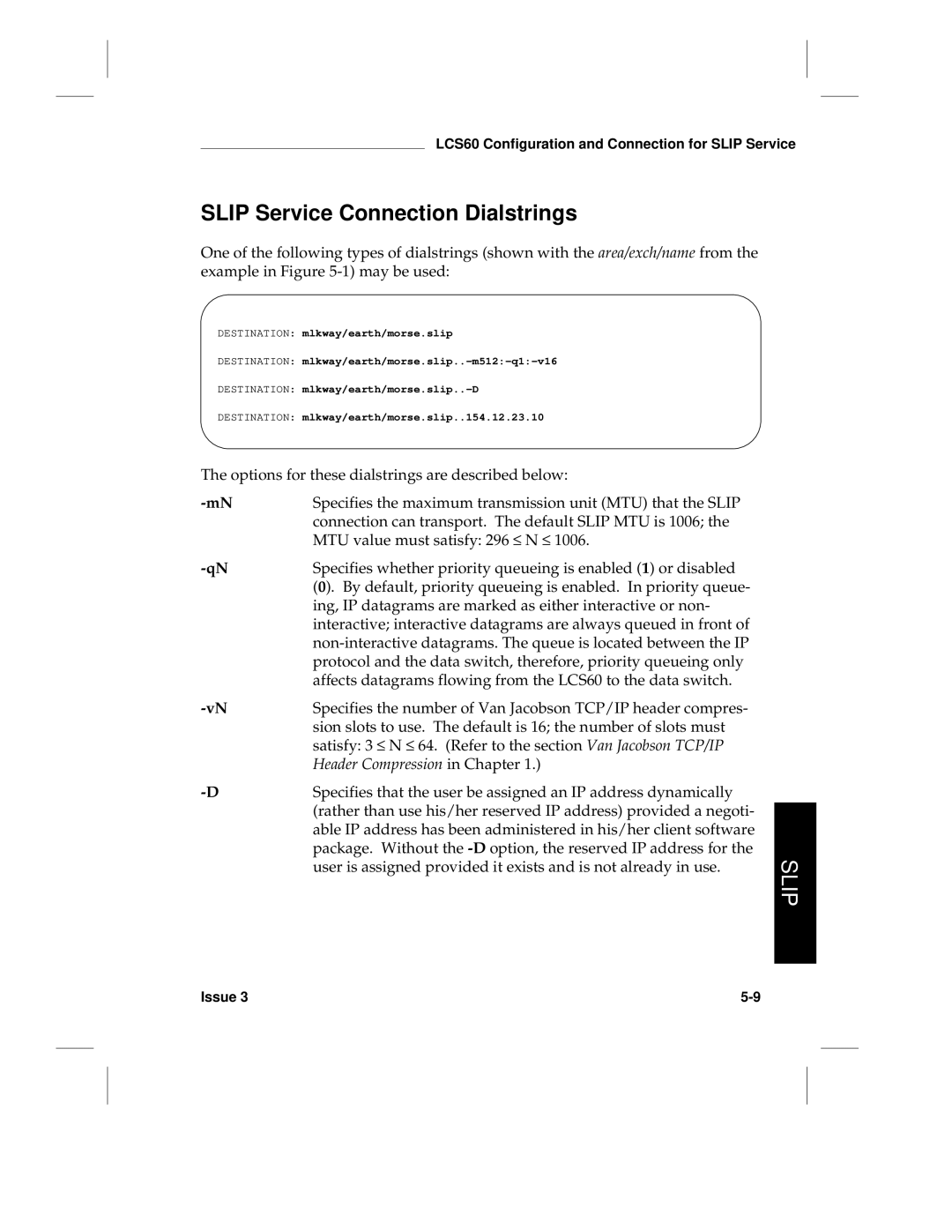 HP LCS60 manual Slip Service Connection Dialstrings, Header Compression in Chapter 