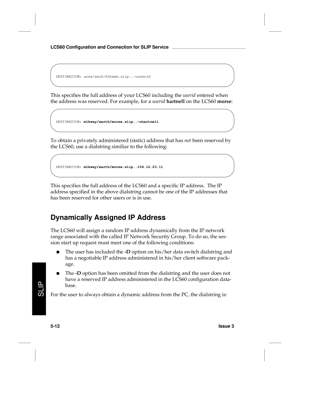 HP LCS60 manual Destination mlkway/earth/morse.slip..-uhartnell, Destination mlkway/earth/morse.slip..154.12.23.11 