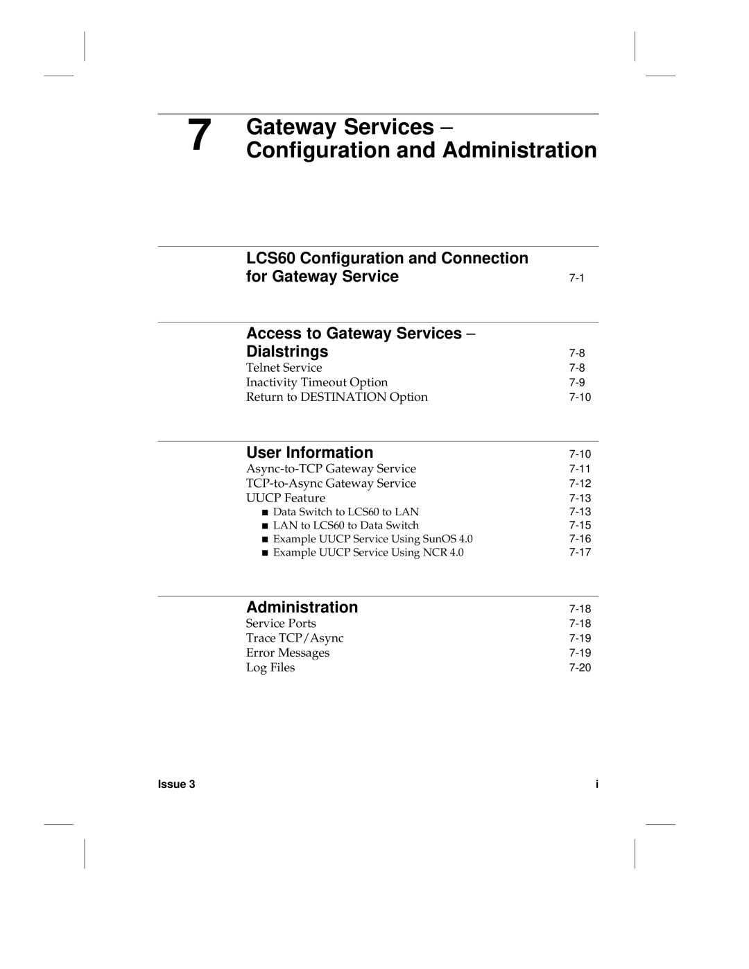 HP LCS60 manual Gateway Services, Service Ports Trace TCP/Async Error Messages Log Files 