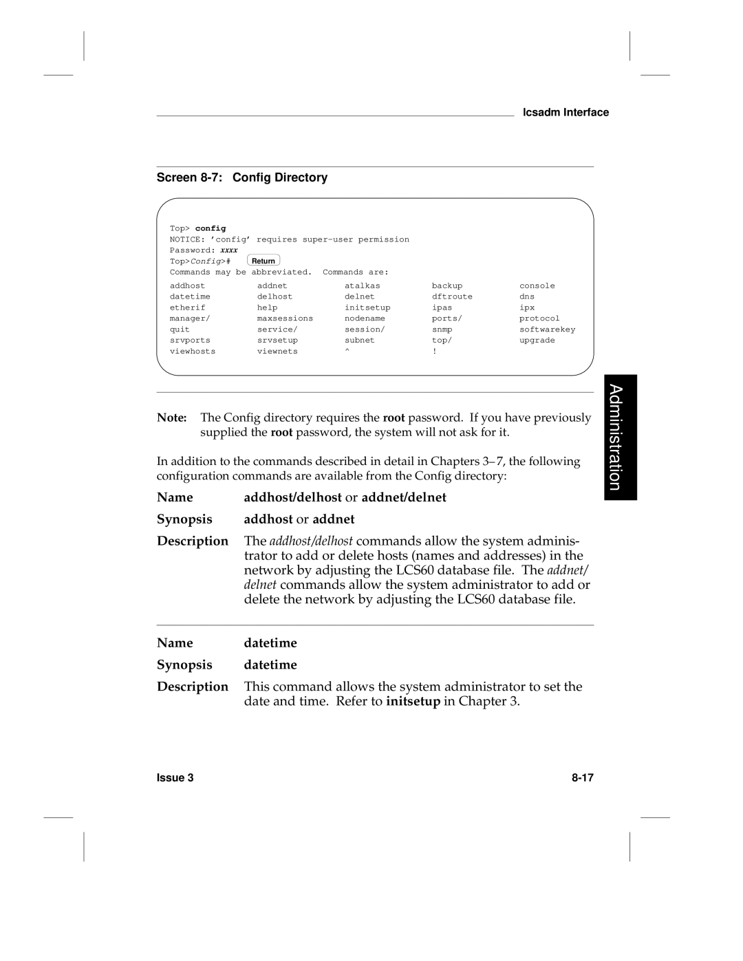 HP LCS60 manual Screen 8-7 Config Directory, Top config 