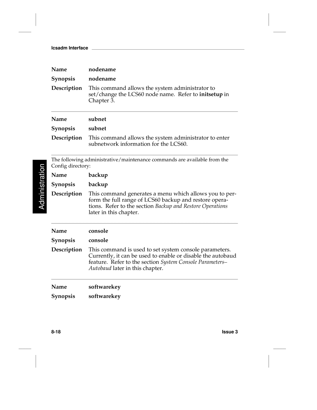 HP LCS60 manual Name subnet Synopsis subnet 