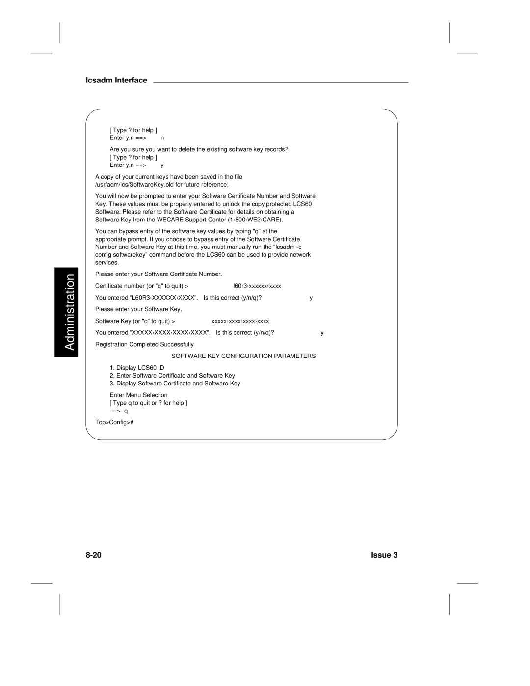 HP LCS60 manual Administration 