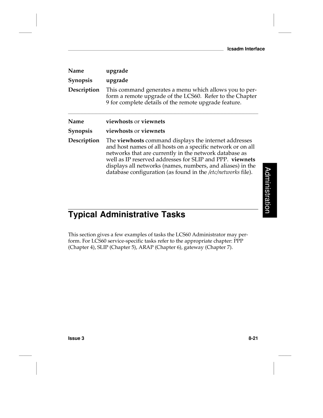 HP LCS60 manual Typical Administrative Tasks 