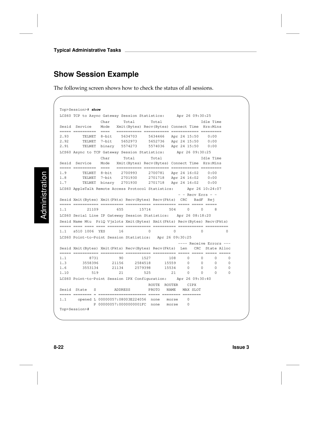 HP manual Show Session Example, YES LCS60 