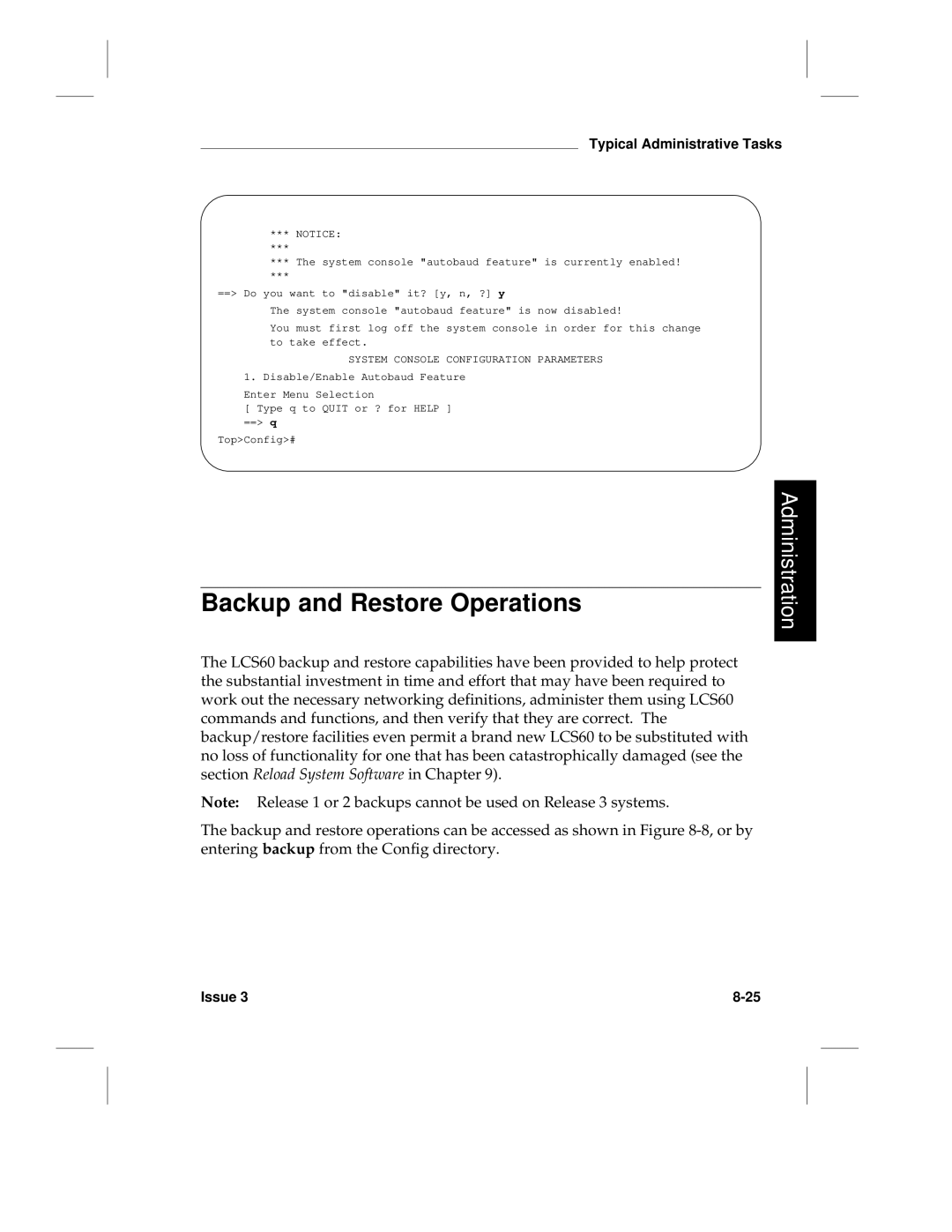 HP LCS60 manual Backup and Restore Operations 