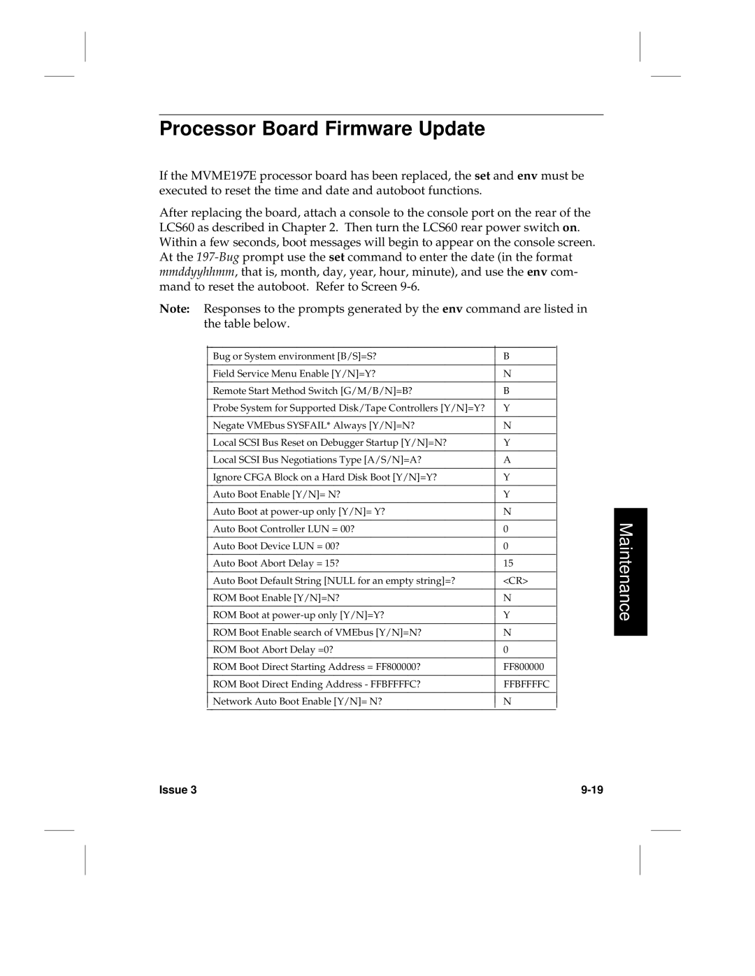 HP LCS60 manual Processor Board Firmware Update, ⎜ N, ⎜ B, ⎜ a, ⎜ Y 