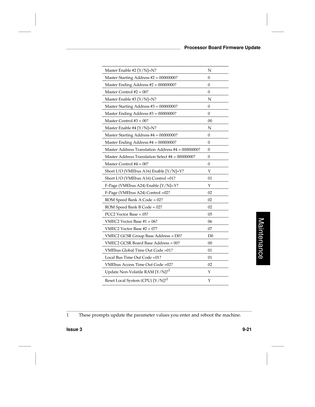 HP LCS60 manual ⎜ Reset Local System CPU Y/N? 