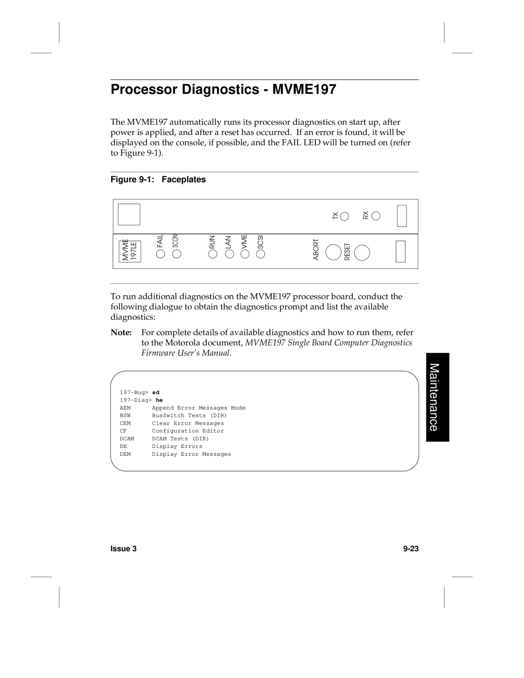 HP LCS60 manual Processor Diagnostics MVME197 