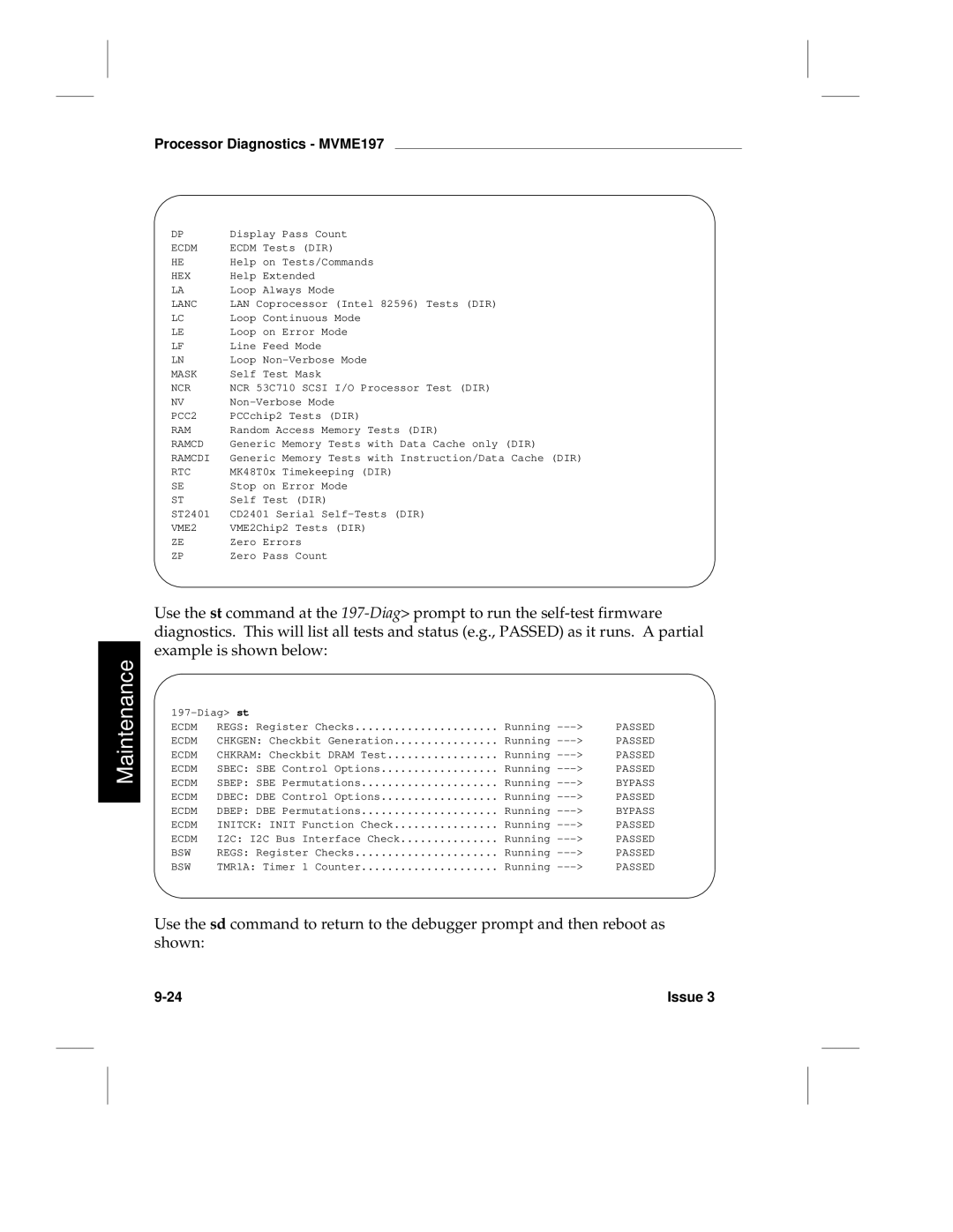 HP LCS60 manual Ecdm, Hex, Lanc, Mask, Ncr, PCC2, Ramcdi, Rtc, VME2, Passed, Bypass 