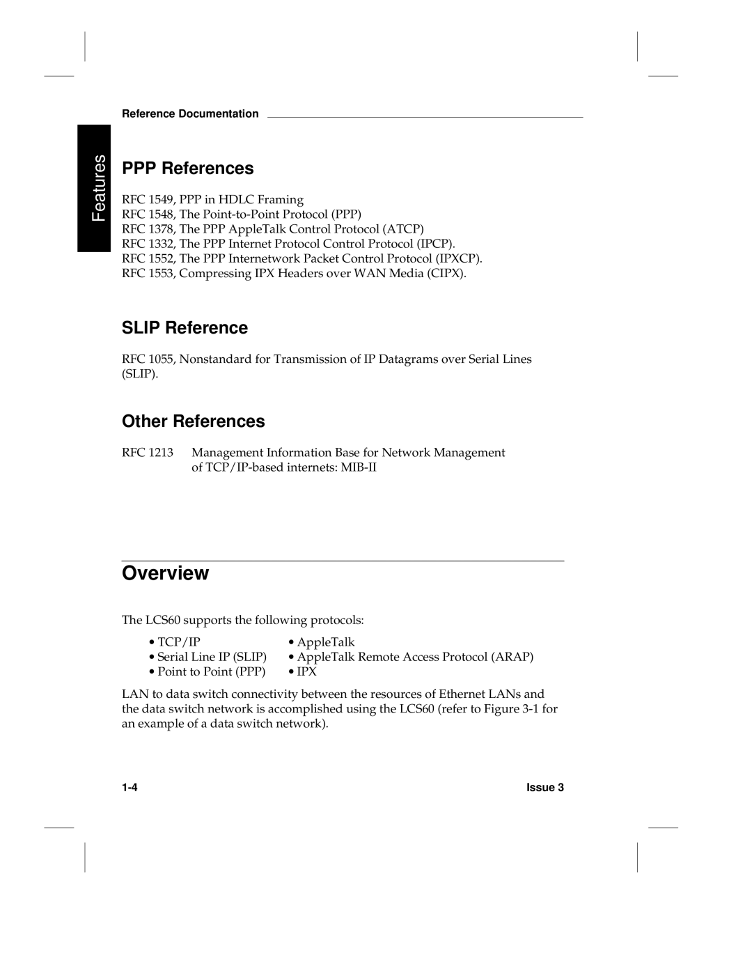 HP manual Overview, PPP References, Slip Reference, Other References, LCS60 supports the following protocols 