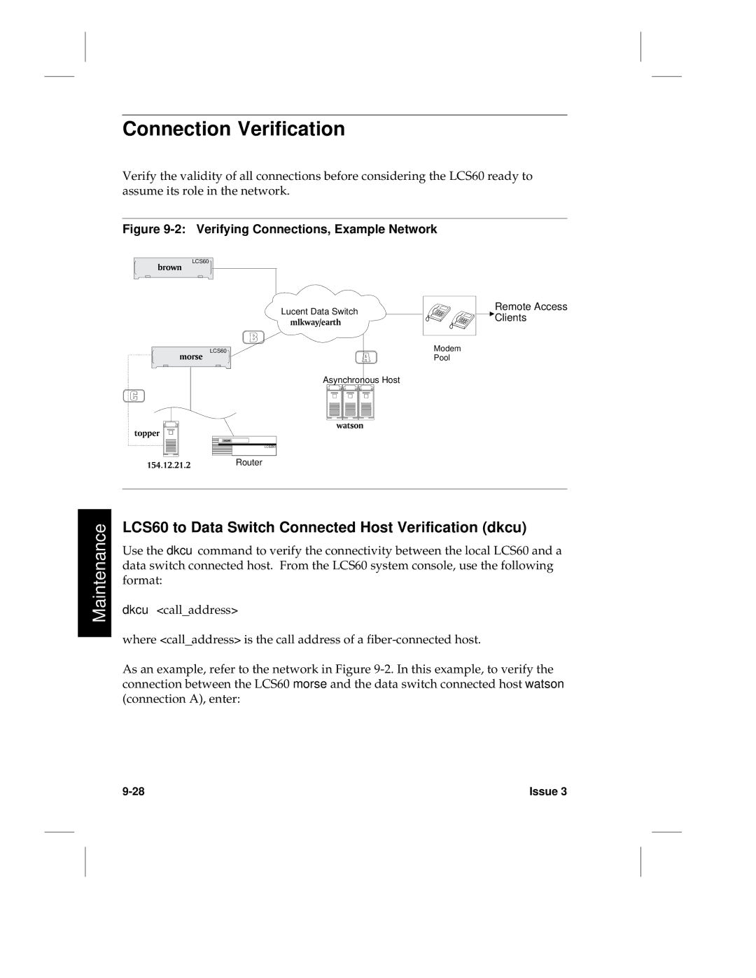 HP manual Connection Verification, LCS60 to Data Switch Connected Host Verification dkcu 