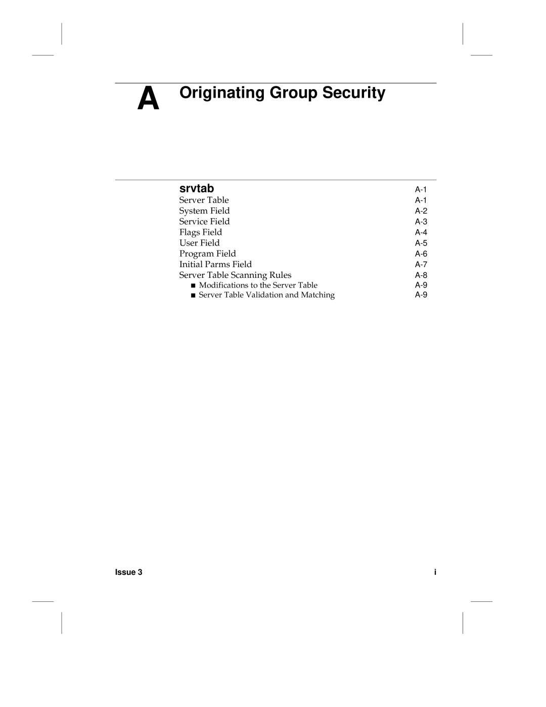 HP LCS60 manual Originating Group Security, Srvtab 