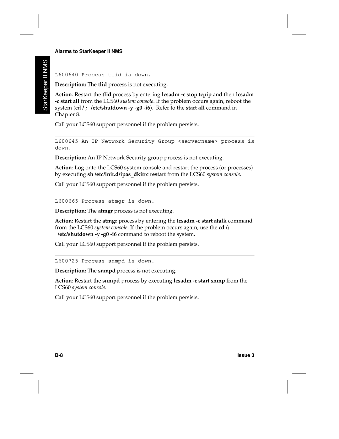 HP LCS60 manual Description The tlid process is not executing 