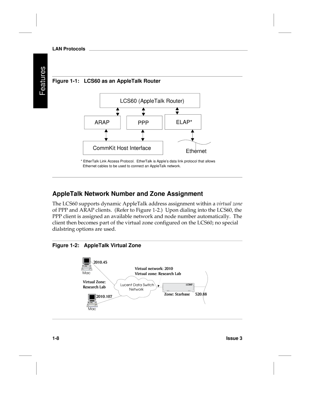 HP manual AppleTalk Network Number and Zone Assignment, LCS60 as an AppleTalk Router 