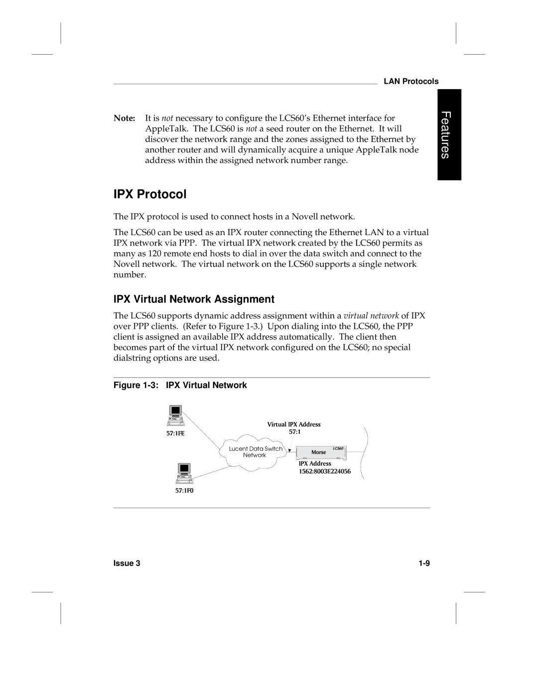 HP LCS60 manual IPX Protocol, IPX Virtual Network Assignment 