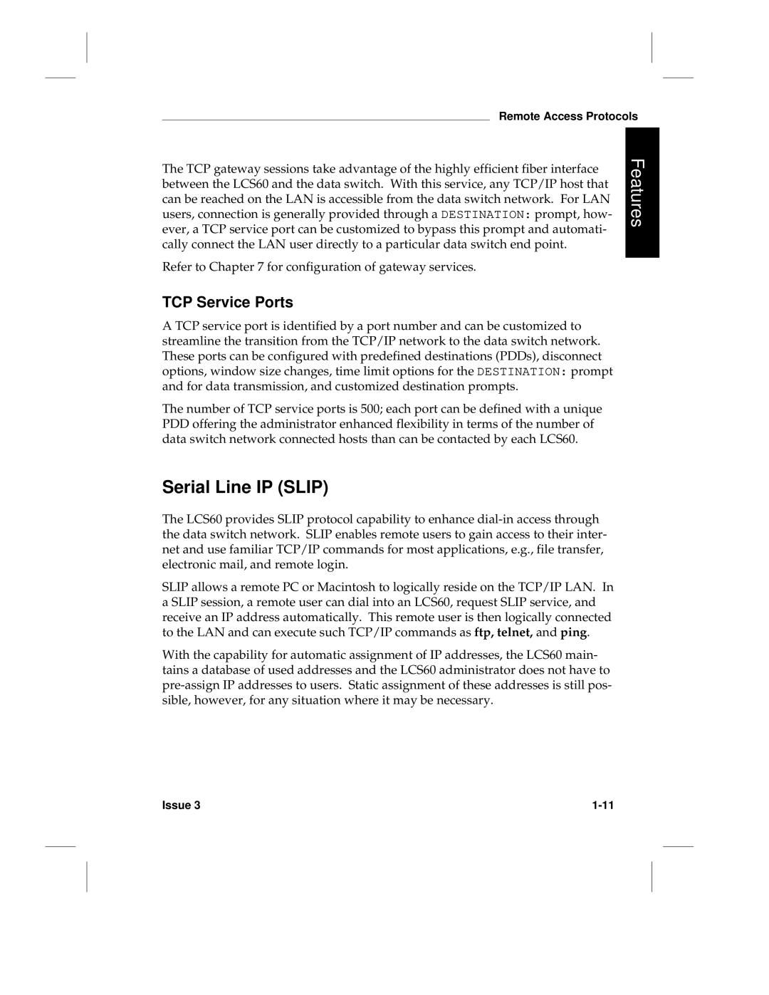 HP LCS60 manual Serial Line IP Slip, TCP Service Ports 