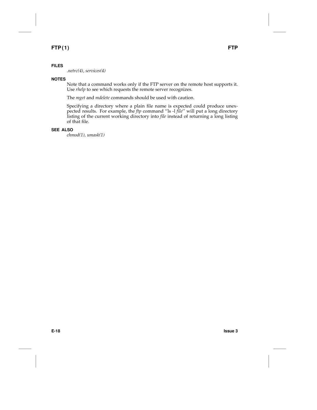 HP LCS60 manual Netrc4, services4, Chmod1, umask1 