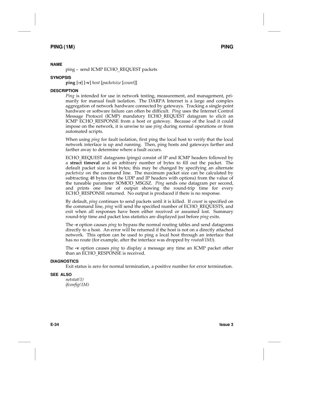 HP LCS60 manual Ping 1M, Ping -r-vhost packetsize count, Netstat1 Ifconfig1M 