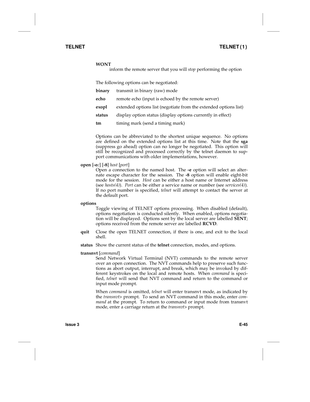 HP LCS60 manual Open -ec-8host port, Options, Transnvt command 