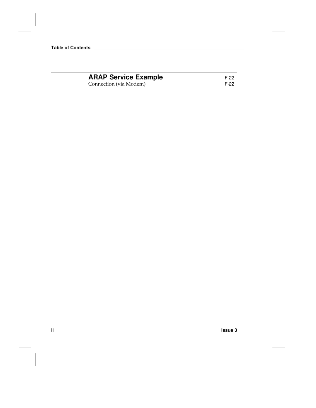 HP LCS60 manual Arap Service Example, Connection via Modem 