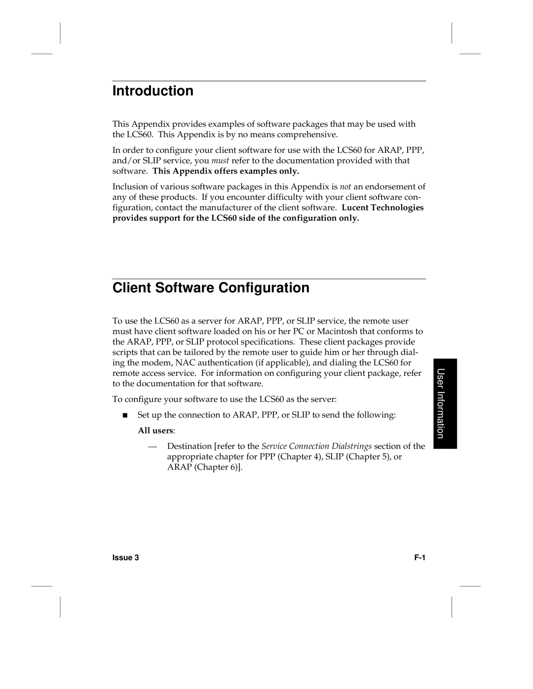 HP LCS60 manual Client Software Configuration, All users 