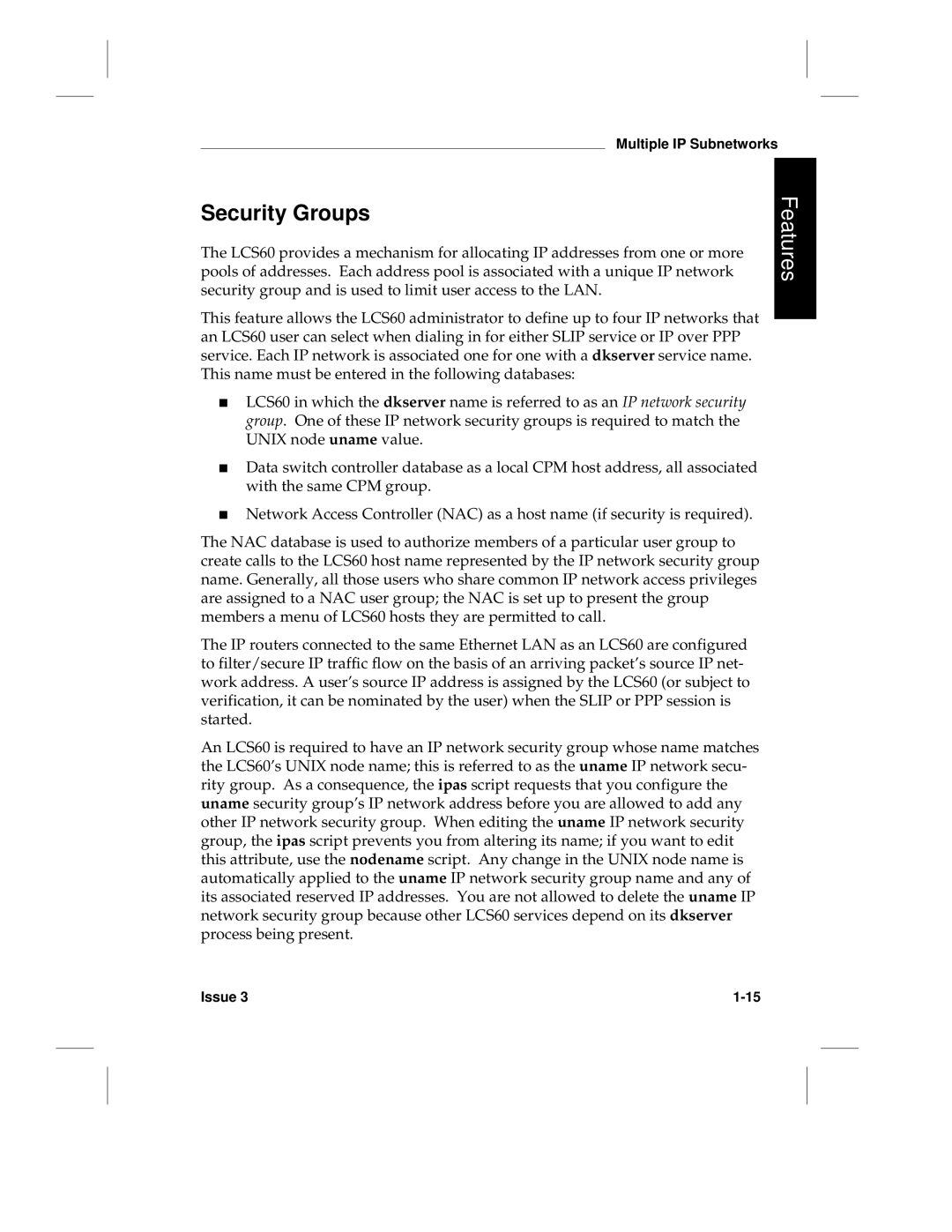 HP LCS60 manual Security Groups 