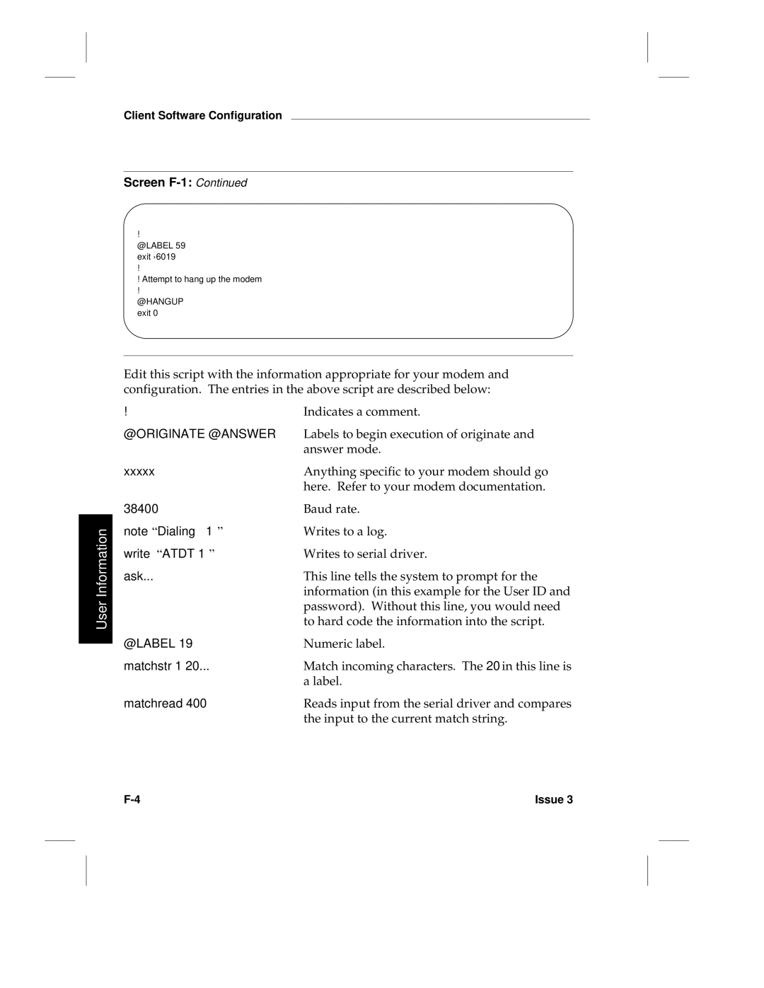 HP LCS60 manual Screen F-1 