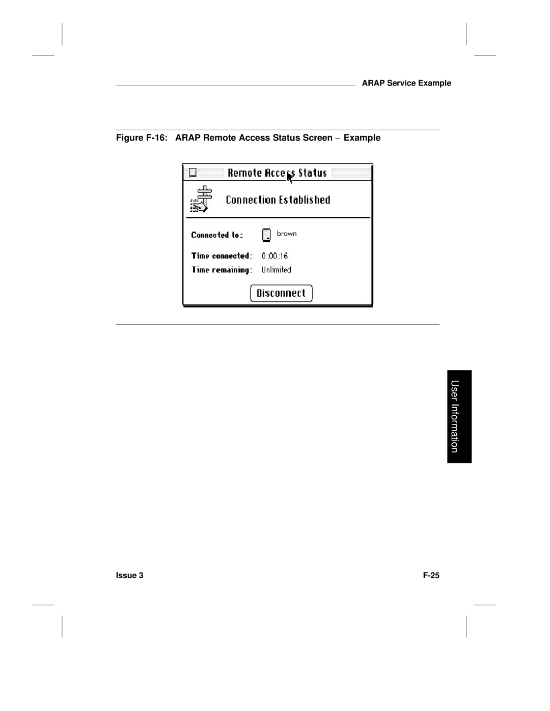 HP LCS60 manual Figure F-16 Arap Remote Access Status Screen Example 