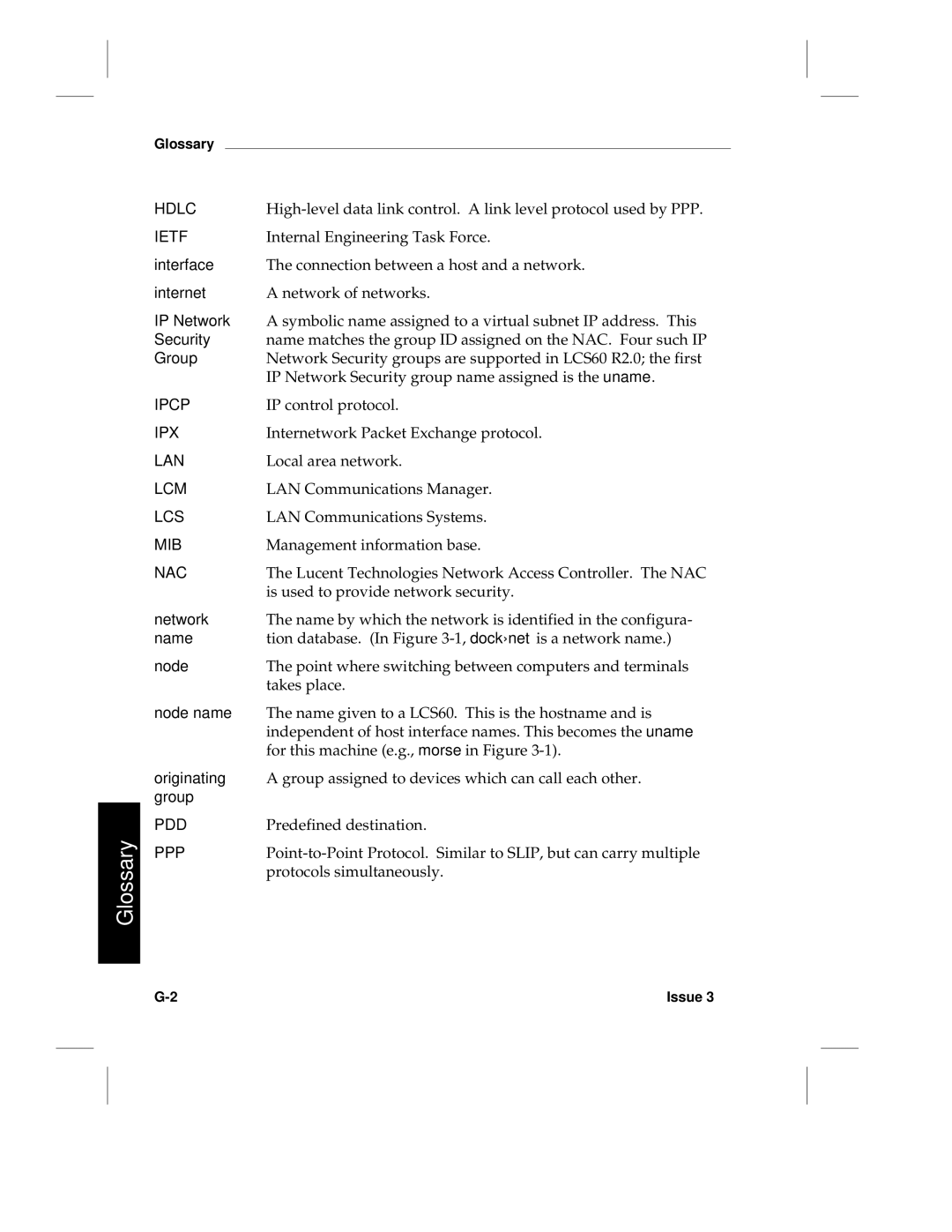 HP LCS60 manual Interface, Internet, IP Network, Name, Node name, Originating 